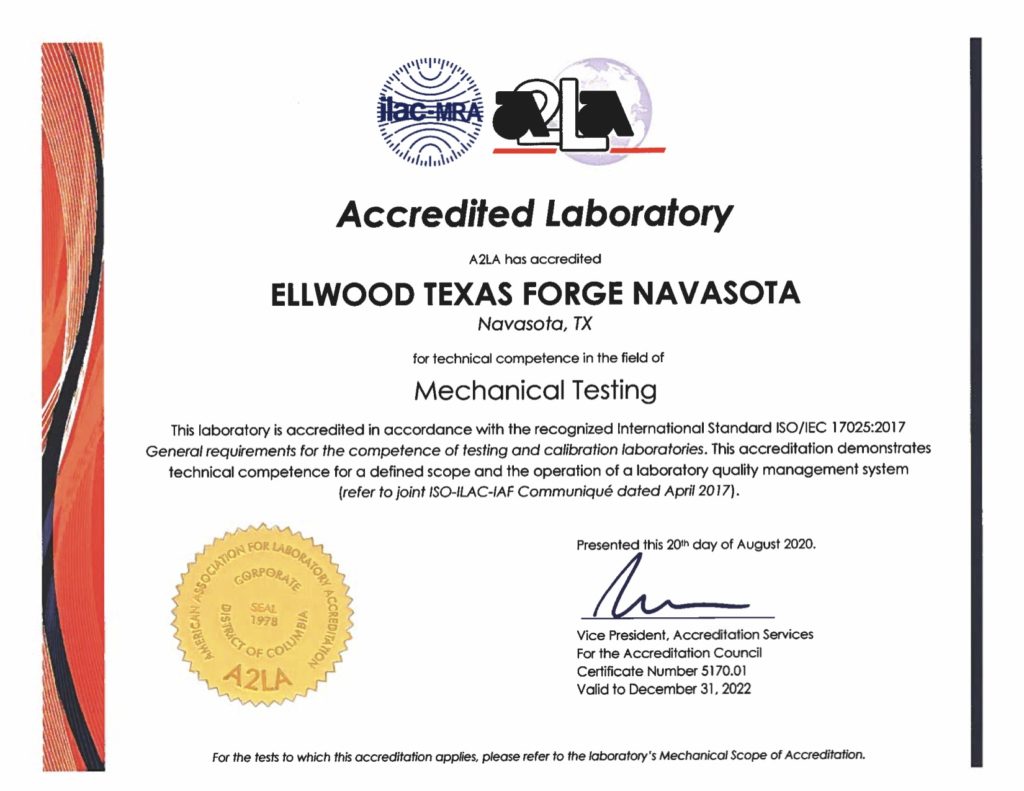Mechanical Testing certificate ETFN