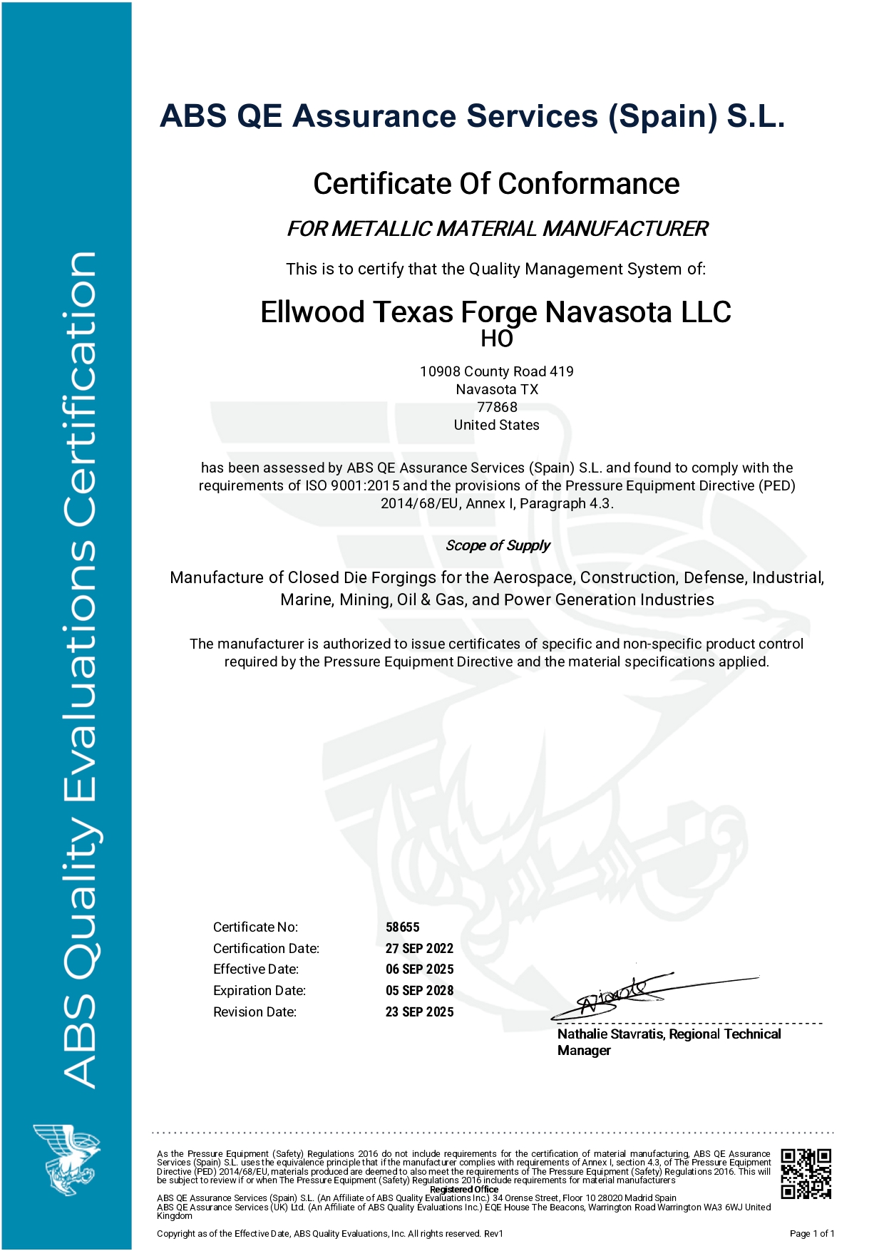Certificate - - Ellwood Texas Forge Navasota LLC - 997059 -_page-0001